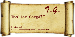 Thaller Gergő névjegykártya